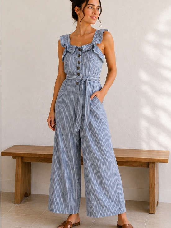 American Eagle Outfitters Pants - American Eagle Striped Wide Leg Jumpsuit Size 4